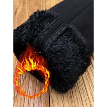 御寒保暖加絨牛仔褲男厚絨純黑彈力休閑修身小直筒黑色長褲冬季