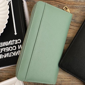 日本 LIZDAYS - [樂天No.1] 零錢夾設計真皮長夾-薄荷藍 (21x10.5x3cm)