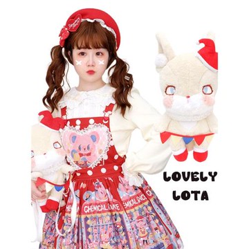 LovelyLota原創 馬戲團小狐貍毛絨玩偶斜挎雙肩包Lolita包包