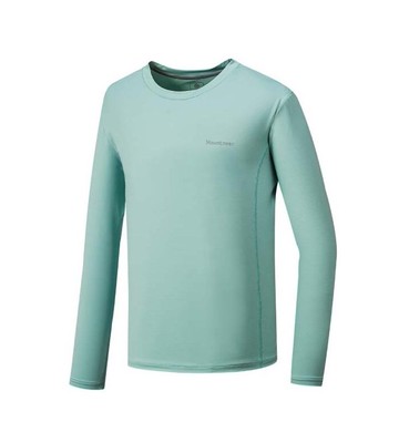 【【蘋果戶外】】山林 41P41 66 粉綠 男 膠原蛋白長袖排汗衣 圓領 抗UV 長袖上衣 吸濕消臭抗靜電快乾 春夏 Mountneer