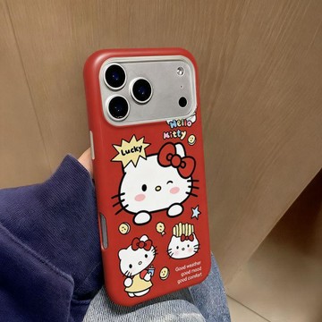 漢堡Kitty蘋果17Pro手機殼iPhone16Pro手機殼15菲林二合一14/13新