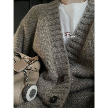 區別市場/Du家】 23FW秋冬MM慵懶風寬松燕麥針織開衫外套