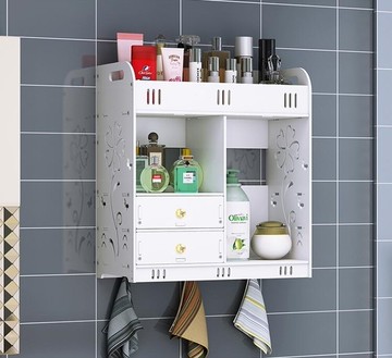大號浴室置物架衛生間廁所洗手間洗漱台化妝品收納盒子壁掛免打孔  都市時尚