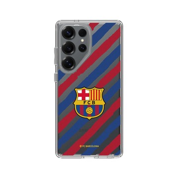 Galaxy S25 Ultra Clear 透明 - FC Barcelona - Logo - Striped Background