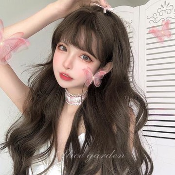 AG假發女長卷發網紅日常lolita逼真齊劉海甜美jk自然全頭套大波浪