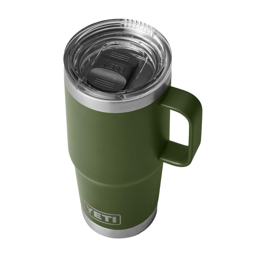 YETI Rambler 20オンス トラベルマグ ストロングホールド蓋付き 真空断熱 ステンレス製、ハイランズオリーブ