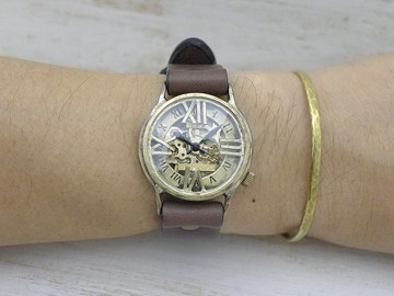 BHW120 手動上鍊黃銅 36 毫米羅馬數字浮動索引手工腕錶 (BHW120)