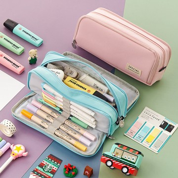 匯彩筆袋 大容量多功能多層文具盒 小學生 ins網紅 日系鹽系創意雙開文具袋 開學禮盒文具盒