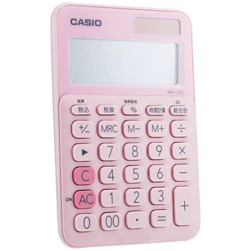 カシオ カラフル電卓 ペールピンク 12桁 ミニジャストタイプ MW-C20C-PK-N