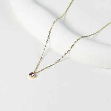 紫晶紫鋯石生日石316醫療鋼項鍊/2月 10月誕生石  單鑽 鎖骨鍊