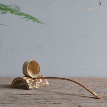 舀水瓢日式竹制水勺勻分茶勺舀茶湯水瓢茶勺梅妃竹底架水漂舀水勺