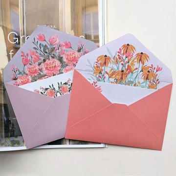 婚禮信封信紙套裝邀請函A5手寫情書信紙春暖花開信封信紙感