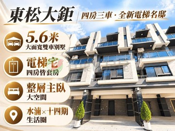 沅東松大鉅｜四房三車．全新電梯別墅｜台中市西屯區同志巷
