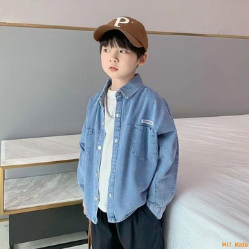 男童襯衫春秋款2024新款時髦洋氣襯衣男寶寶兒童秋裝長袖上衣外套【Hi！Kids】