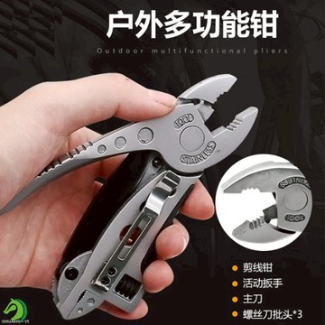 【創藝】迷你戶外露營多功能鉗子（配三個螺絲頭）(台灣快速出貨)剪線鉗 活動板手 多用工具鉗 多功能扳手工具組合