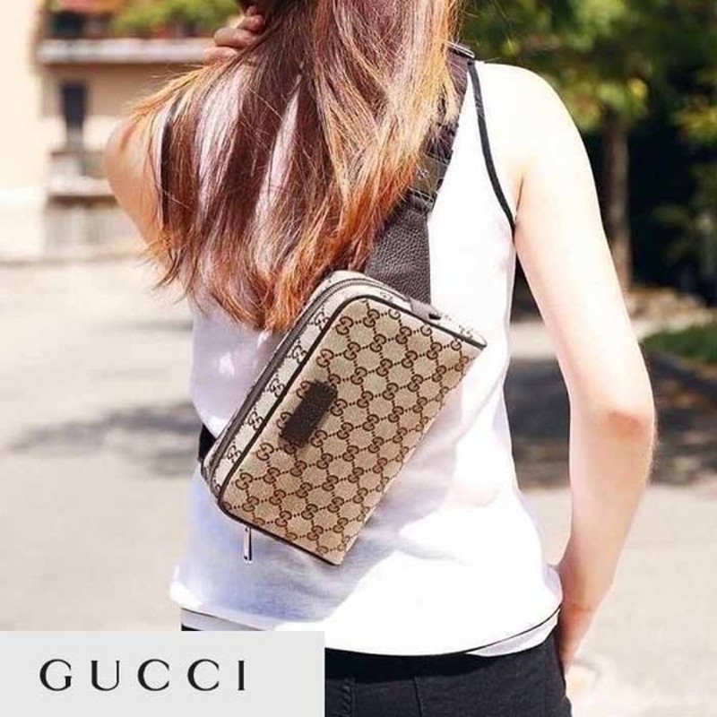 美品✨GUCCI GGキャンバス シェリーライン ウエストポーチ ピンク 