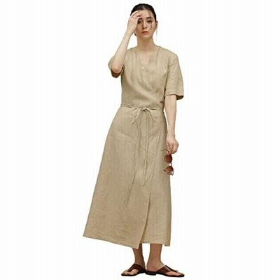リネンカシュクールワンピースの通販 322件の検索結果 | LINEショッピング