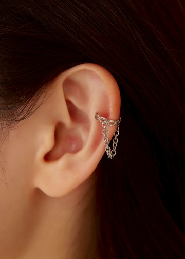 波紋垂鍊．純銀耳骨夾