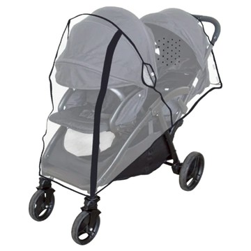 OhBabyLuxury 雙人推車雨罩 雙邊拉鍊設計 方便寶寶進出  1個  黑邊