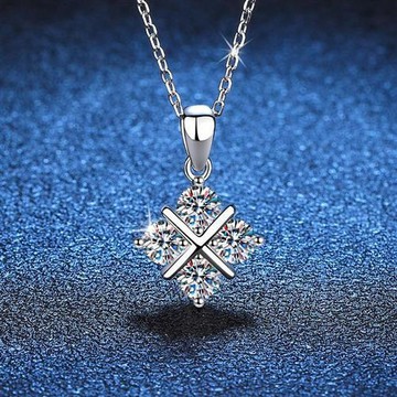 【巴黎精品】莫桑鑽項鍊925純銀吊墜-1.2克拉捕夢網經典交叉吊墜鎖骨鍊女飾品a1cn24