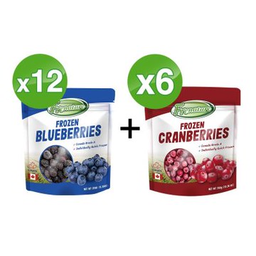 Frenature富紐翠 加拿大A級莓果(冷凍藍莓12+冷凍蔓越莓6)【冷凍宅配】