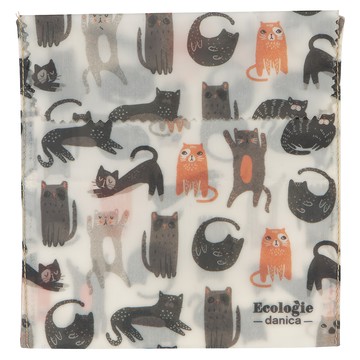 NOW 蜂蠟食物袋 手繪貓  16.5cm  1個