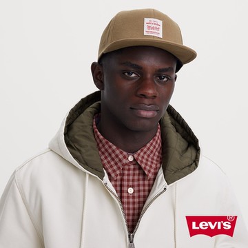 Levis 男女同款 可調式工裝版帽 / 雙馬標誌布章 / 棕綠