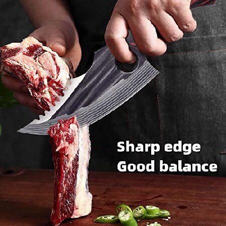 tatakook Butcher Knife for Meat Cutting,Hand Forged Viking Knife with Sheath,Caveman Knives Camping knife for Kitchen,Meat Cleaver Boning Knife