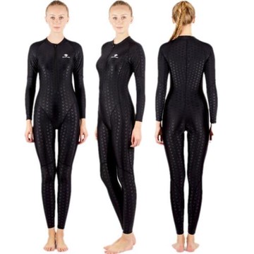 專業連體泳衣女速干全身防曬長袖保守顯瘦鯊魚皮游泳衣帶胸墊訓練