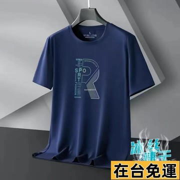 🔥台灣發出🔥 冰絲短袖男士夏季新款透氣網眼大碼帥氣半袖寬鬆體恤衫體恤上衣
