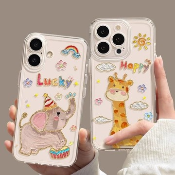 卡通油畵大象 防摔 適用蘋果16PRO 15Plus iPhone14 13 12 11 Promax手機殼