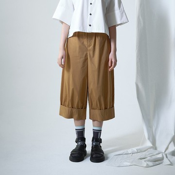 細褶卡夫寬管褲