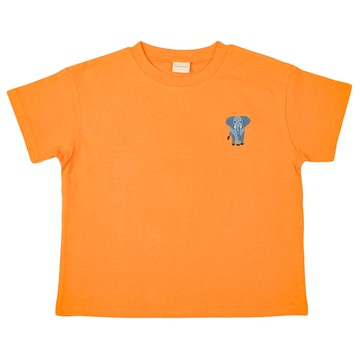 akachan honpo - 短袖T恤-動物背影-橘色