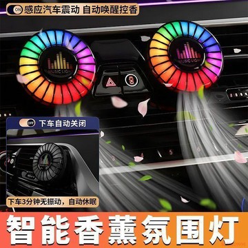 桃園出貨✨出風口香薰車用拾音音樂節奏聲控車載燈氛圍同款炫光氛圍燈