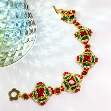 復古vintage串珠珍珠撞色手鏈設計感小眾配飾串珠包鑽材料包帶詳