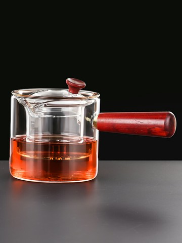 玻璃公道杯茶濾一體茶漏套裝側把分茶器茶具泡茶壺煮茶茶水分離杯
