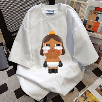 CRYBABY 短袖上衣 t恤女 哭娃 T恤 純棉 t恤 印花 t恤 玩具創意衣服 寬鬆上衣 韓版上衣 設計感上衣 礼物