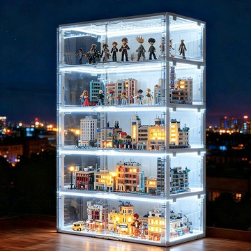 公司貨免運 手辦展示櫃 透明展示架 折疊免安裝透明展示帶燈樂高模型積木擺件展示 最低價 快速出貨