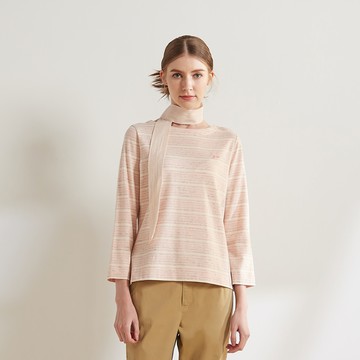 e.有機草木染條紋小船領上衣