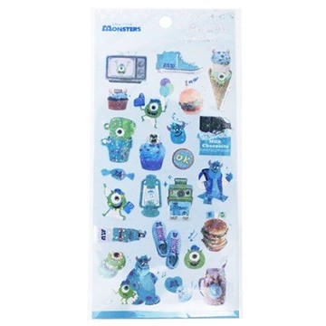 〔小禮堂〕迪士尼 怪獸大學 造型鐳射光貼紙組《藍綠.甜點》裝飾貼.黏貼用品 4991277-23922