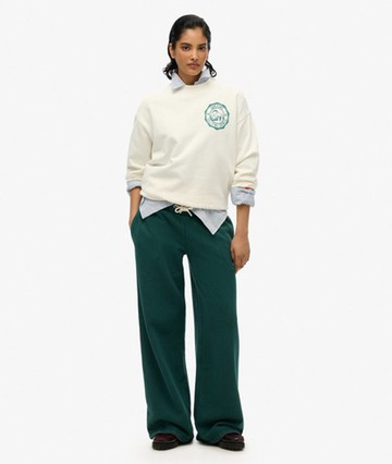 Superdry Women's Essential Logo Wide Leg Joggers Green Size: 12