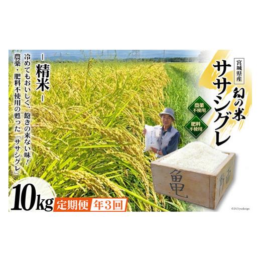 ふるさと納税 宮城県 加美町 3回 定期便 希少品種米 ササシグレ 精米 10kg×3回 総計30kg   長沼 太一   宮城県 加美町