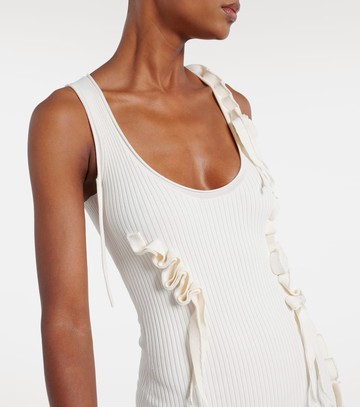 Coperni Floral-appliqué ribbed-knit maxi dress