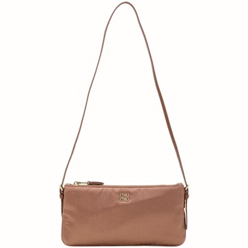 miu miu 緞布可拆背帶萬用手拿/肩背包(可可棕)