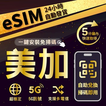 【數位旅遊】美國 加拿大eSIM 24H自動發貨五分鐘取件 不限量吃到飽 多天數選擇 無須配送 即刻出貨 美國加拿大上網