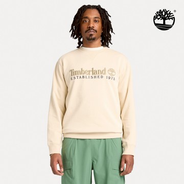 男款淺卡其色1973刺繡LOGO圓領上衣|A69GK260