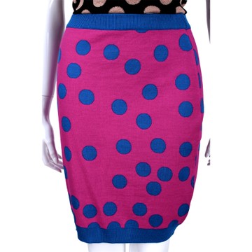 BOUTIQUE MOSCHINO 桃紅色圓點針織及膝裙(100%LANA)