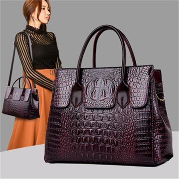 真皮女士包包2025新款鱷魚紋手提包中年媽媽大容量百搭單肩斜挎包