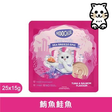 Moochie姆吉 ｜ 海鮮饗宴貓肉泥 6號-鮪魚鮭魚 25條入 (15g/條) ｜ Moochie 貓肉泥  泰國
