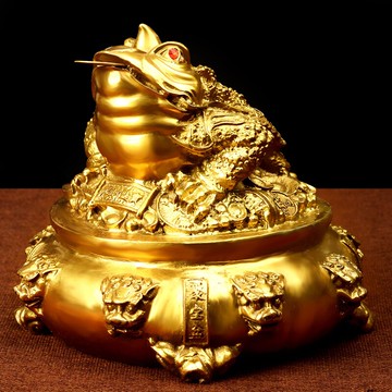 卓弘 全銅金蟾擺件三腳蟾蜍大號金蟬擺件聚寶盆禮品禮物